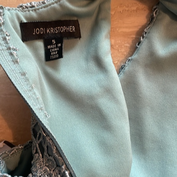 halter top teal blue formal y2k sequin glitter Sz 5 - Picture 7 of 7